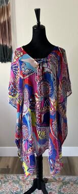 NWT KENDALL AND JAMES Paisley Sheer Kaftan Cover Up One Size